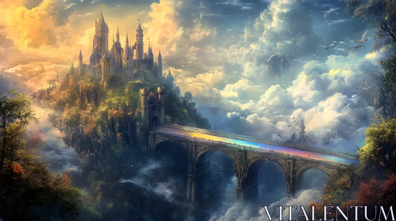 Fantasy Castle Above the Clouds AI Image