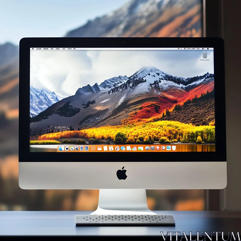 Modern Workspace Featuring Apple iMac AI Image