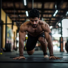 Muscular Man Prepares for Gym Workout