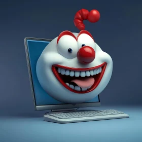 Whimsical Digital Clown Face