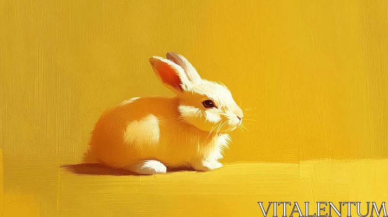 AI ART Warm Bunny Art on Yellow Canvas