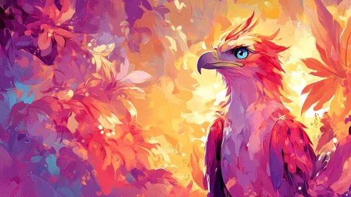 Majestic Bird in Abstract Colors