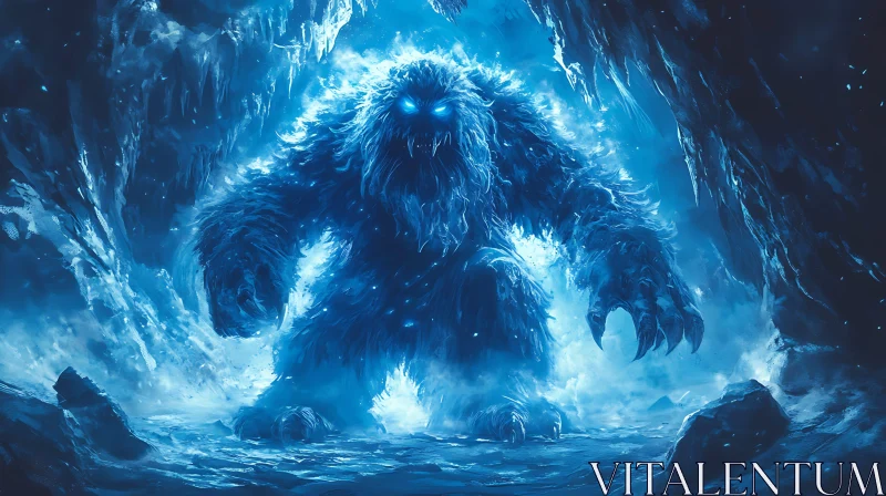 AI ART Chilling Creature of the Ice Cave