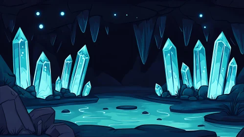 Glowing Crystals in a Cave