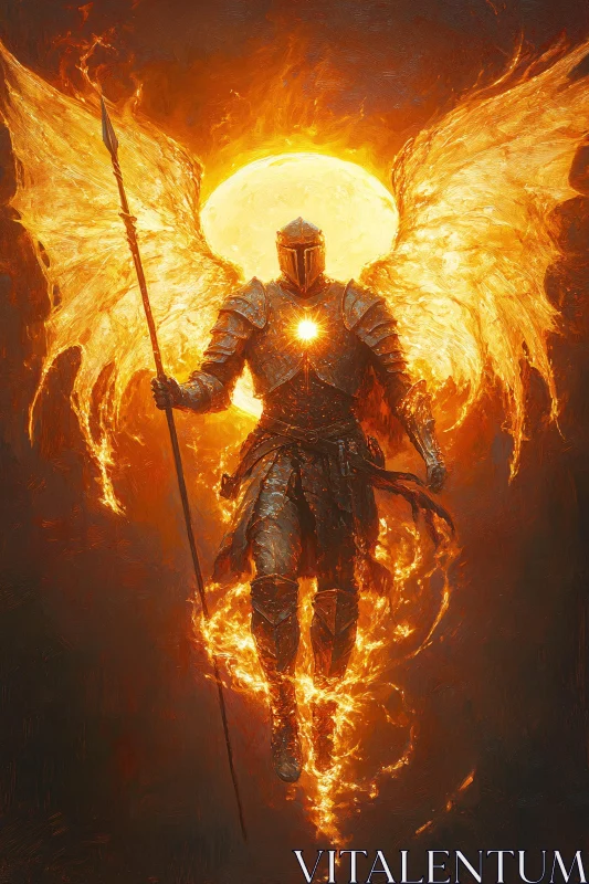 AI ART Winged Warrior in Flames