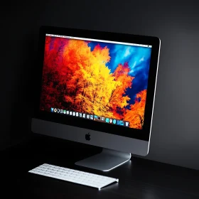 Contemporary Desktop with Autumn Trees Display