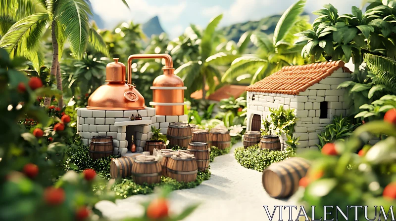 Lush Distillery in Paradise AI Image