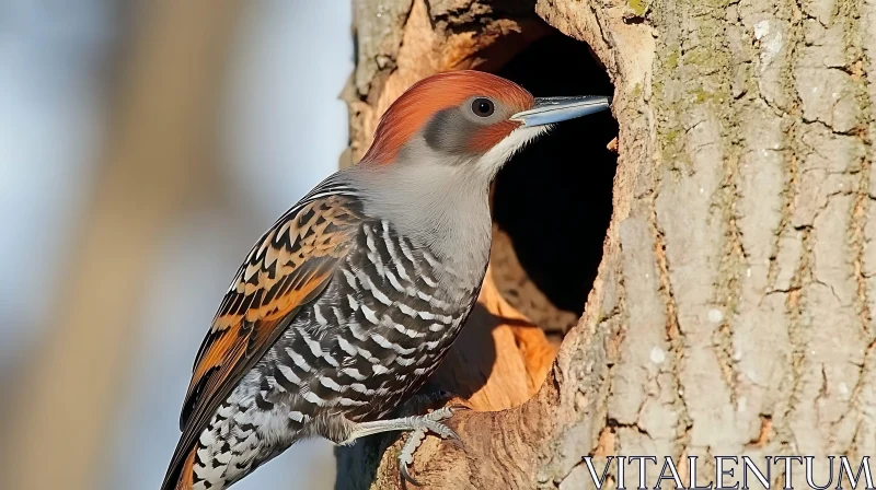 Woodpecker Portrait Near Nest AI Image