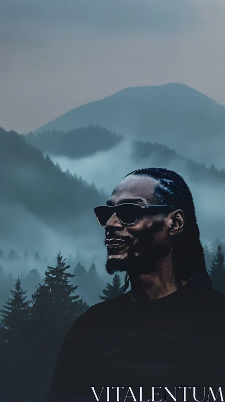 Misty Mountain with Snoop Dogg AI Image