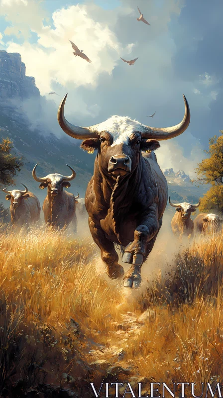 AI ART Powerful Bull in Nature's Awe