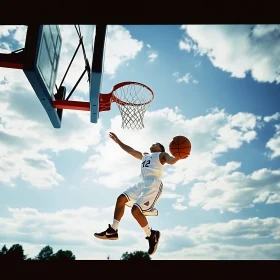Athlete's Sky-High Basketball Shot