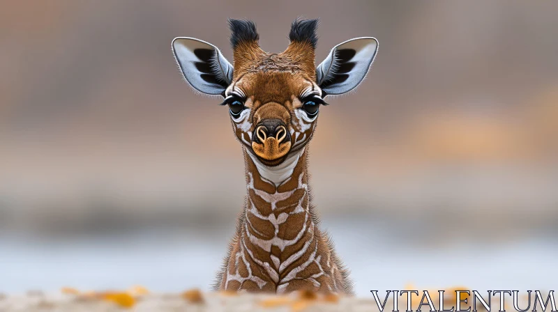 Giraffe Close-Up in Soft Light AI Image