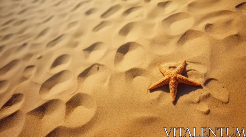 Starfish Solitude: A Serene Confluence of Sea and Sand AI Image