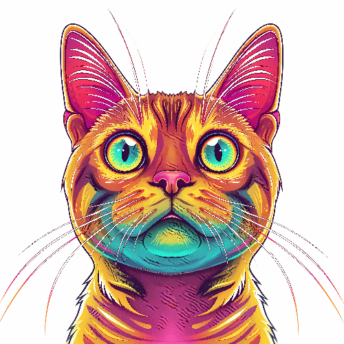 POD Design Vector Illustration of Striped Cat with Green Eyes