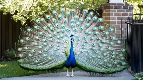 Peacock with Open Feather Tail