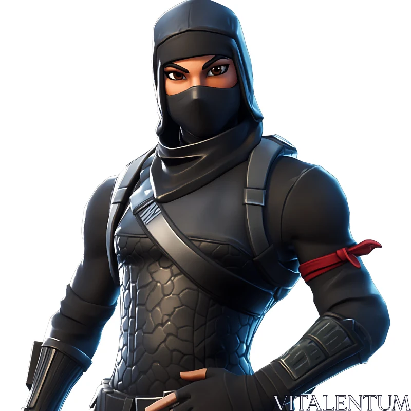 Masked Woman Character in Black Outfit AI Image