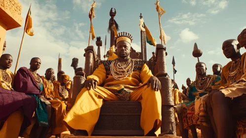 Majestic African Ruler on Throne