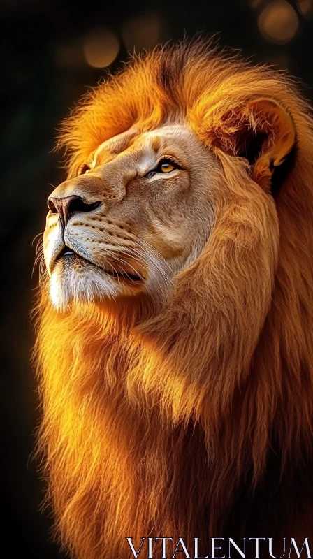 Lion Portrait with Golden Mane AI Image