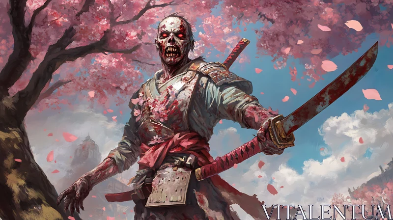 AI ART Undead Warrior in Floral Bloom