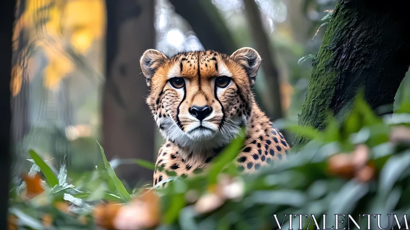 Wild Cheetah Amidst Greenery AI Image