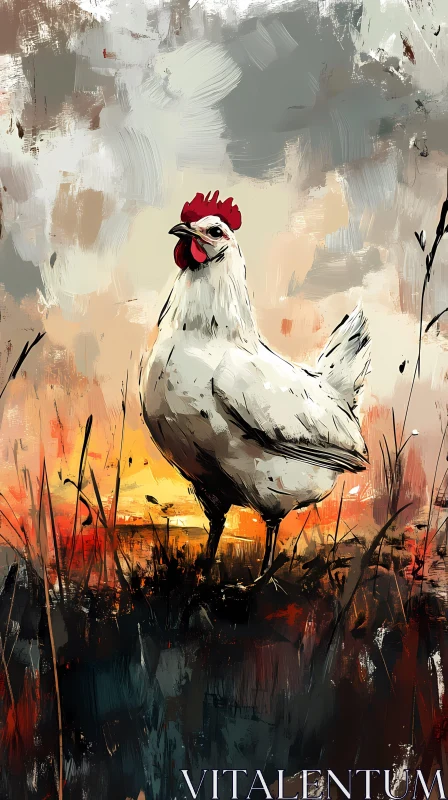 AI ART Sunset Portrait of a Chicken