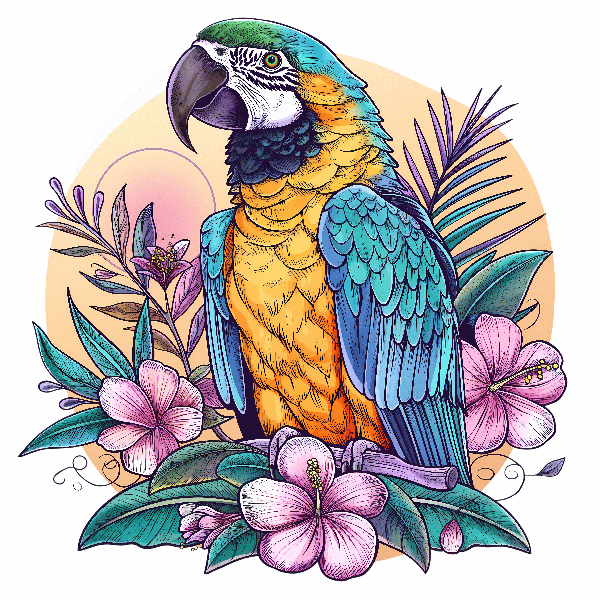 Exotic Parrot Art T-shirt Design POD Design