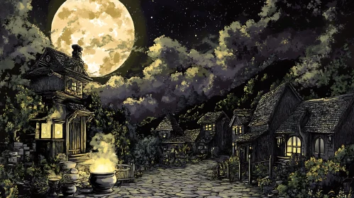 Fantasy Village Under the Moon