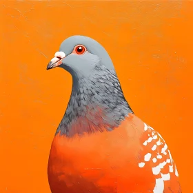 Bird Portrait on Orange Background