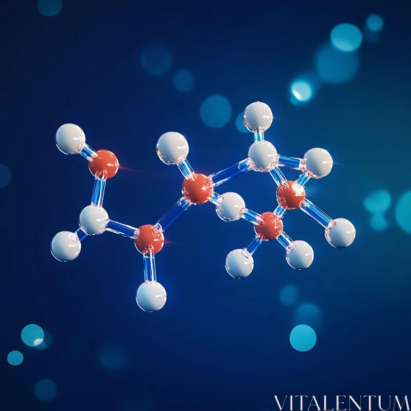 Abstract Molecular Model on Blue Background AI Image