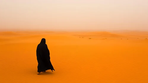 Desert Wanderer: A Lone Figure in the Sands