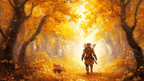 Hunter in Autumn Forest