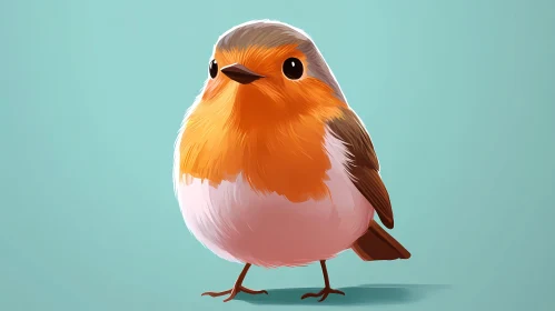 Charming Robin Illustration on Teal Background
