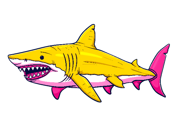 Bright Cartoon Shark Tee Artwork POD Design