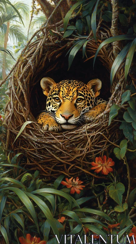 Wild Leopard in Jungle Habitat AI Image