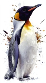 Penguin Painting with Abstract Background