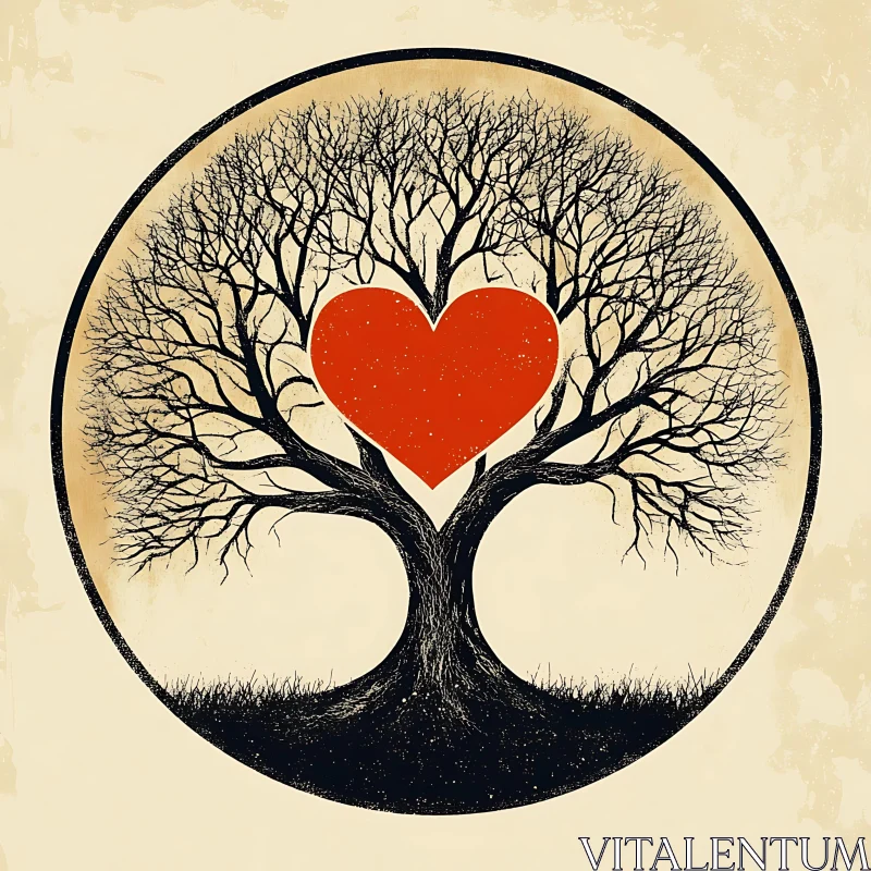 Heart Tree: An Emblem of Love AI Image