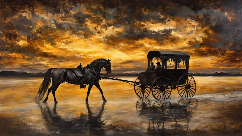 Sunset Ride with Horse and Carriage