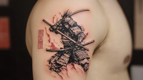 Ink Drawing of a Samurai Tattoo