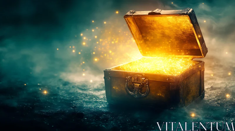 Glowing Treasure Chest in Misty Setting AI Image