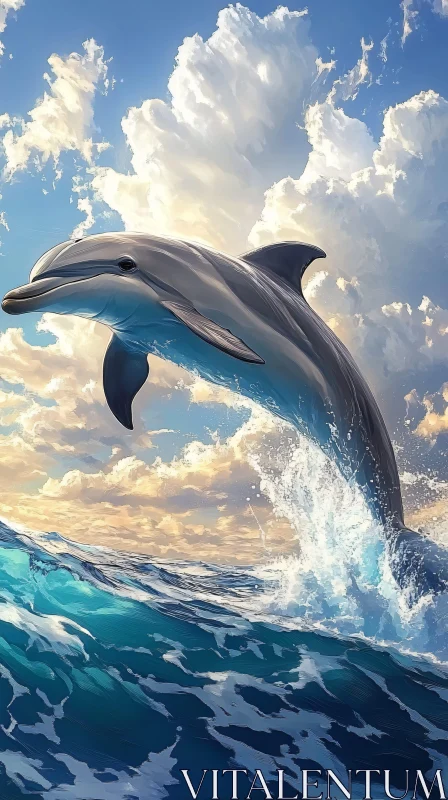 Joyful Dolphin in Ocean AI Image