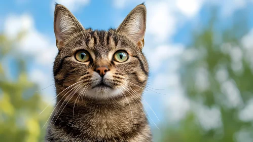 Green-Eyed Cat in Nature