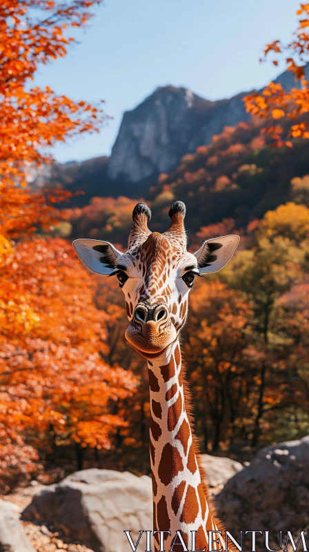 Giraffe and Autumn Wilderness AI Image