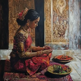 Contemplation in Crimson and Gold
