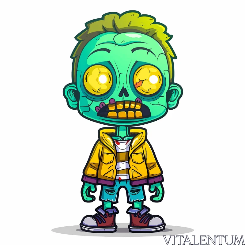 AI ART Cartoon Zombie Boy Illustration for Web and Social Usage