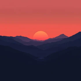 Minimalist Mountain Sunset Fine Art Print