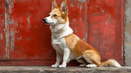 Charming Canine by Painted Door