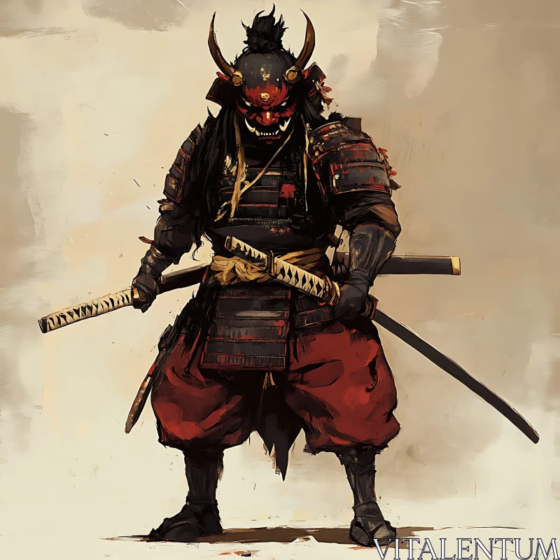 AI ART Armored Samurai with Swords