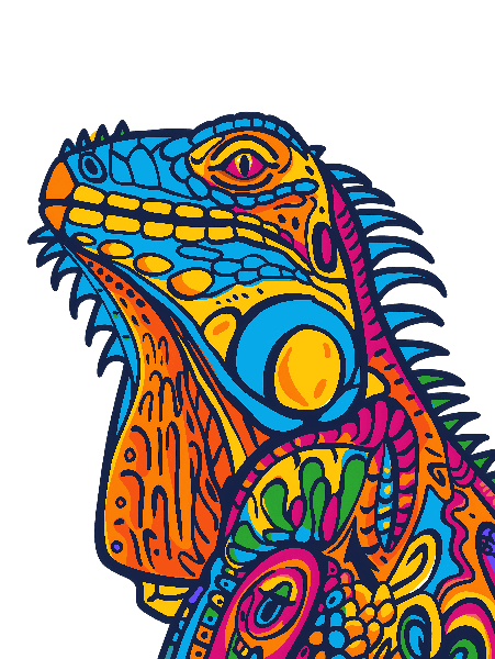 Colorful Iguana T-Shirt Design POD Design