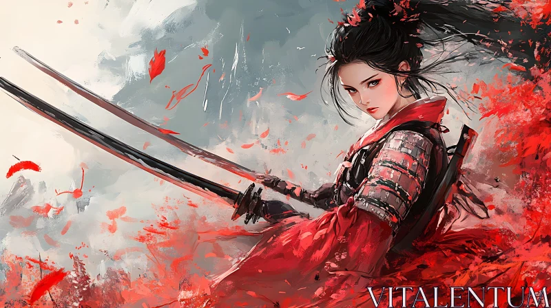 Female Warrior with Blades Illustration AI Image