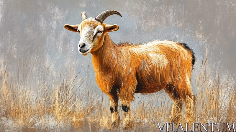 AI ART Painted Goat in Field